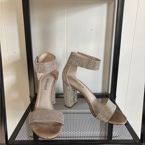 Elegant Rhinestone Heels - Silver